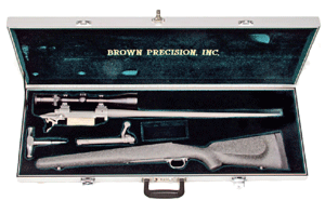 Shown: Custom High Country Take-Down Rifle in custom fitted Americase aluminum case with velvet interior.