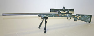Brown Precision Pro Varminter Rifle in green camo.